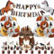 Pferde Geburtstagsdeko, Pferd Thema Geburtstag Party Zubehör Mit Happy Birthday Banner Set, Pferd Kuchen Toppers und Pferd Ballons für Pferde Luftballons kindergeburtstag.