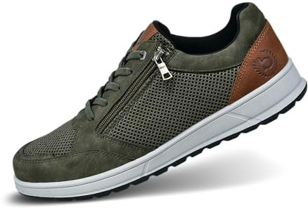 bugatti Casual Sneaker mit Reißverschluss, strapazierfähige Laufsohle, Dark Green, 46 EU
