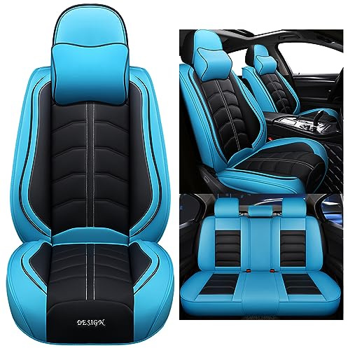 nenyan Autositzbezüge Komplett Set Universal in Premium Design | Schonbezüge für die Vordersitze & Rückbank | Auto Sitzbezüge Airbag Geeignet | Wasserdicht Sitzbezug - Blau