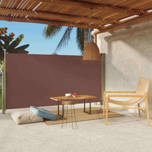 ZQQLVOO Sichtschutz Balkon Seitenwand Balkon Sichtschutz Seitenmarkise Ausziehbar 160x300 cm Braun Geeignet für Terrasse Garten im Freien