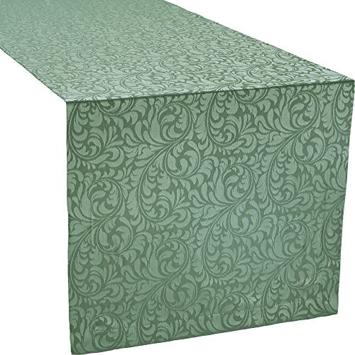 Erwin Müller Tischwäsche, Tischläufer Uni, Serie Hamm Salbei Größe 40x170 cm - mit hochwertigem Kuvertsaum und Fleckschutz ausgerüstet