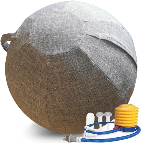 WTZHHK Gymnastikball 55cm 65cm 75cm, Sitzball Büro mit Pumpe und Deckel, Sitzball Yoga Ball für Zuhause, Zuhause & Büro Alternative zum Stuhl (Color : Gray, Size : 75CM)…