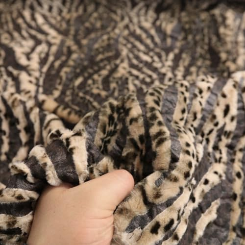 TOLKO Flockprint Samt auf Kunstleder | weicher Baumwollstoff mit 4mm Florhöhe für Decke Jacke | Kurzhaar Kunstfell Webpelz zum Nähen Dekorieren | 135cm breit Pelzimitat Meterware