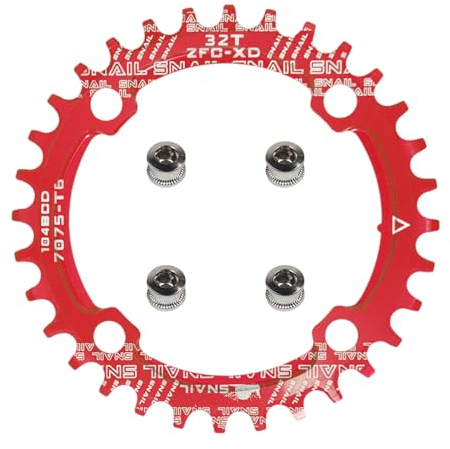 yongness Plato de Bicicleta 104 BCD 32T 34T 36T 38T Plato único Ancho Estrecho, piñón Adecuado para Bicicletas de Carretera, Bicicletas de montaña, Platos BMX (Rojo 32T)