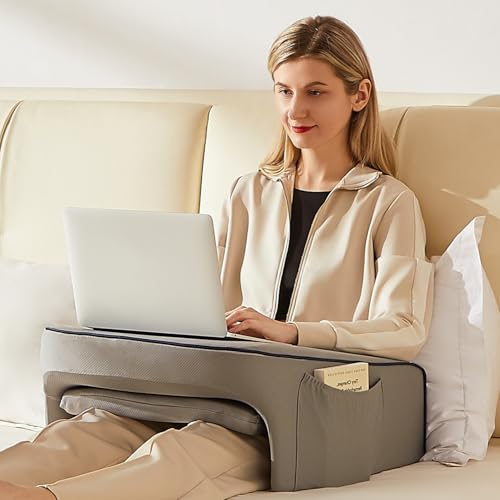 cooloo8 Reading Lap Pillow, Lap Desk Pillow for Bed, Laptop Arm Rest Pillow for arms for Reading, Working in Bed Couch(Grey)