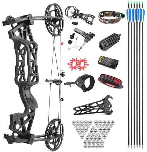 limaity Bogenschießen Compoundbogen Set 40-65lbs Doppelter Zweck Compound-Bogen Compound Bogen und Pfeil mit Stahlkugel Kit Rechts- und Linkshänder Bogen für Outdoor-Jagd Ziel Übung (Typ 2)
