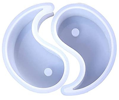 Mjaie 2 Stück Yin Yang Silikonformen 3D Kerzenform zur Herstellung von Epoxidharz Formen DIY Craft Fondant Dekor 2X Yin Yang Silikonformen DIY Harz Formen für Herstellung