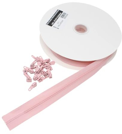 10 Meter Endlos-Reißverschluss - 4mm Spirale inklusive 20 Metall Reißverschluss-Schieber für Kleidung Tasche Mäppchen Bettwäsche (Hellrosa (811))