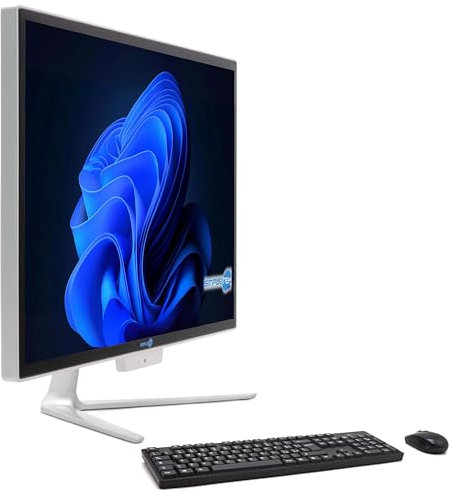 SIMPLETEK PC All in One Celeron 1.80GHz 4GB RAM SSD 120GB Windows 7 Pro | Display 24 FHD Webcam integrata WiFi BT LAN HDMI | Computer Fisso Casa Ufficio Scuola Lavoro