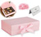 Geschenkbox mit Schleife, Magnetische Geschenkkarton mit Deckel, Wiederverwendbare Geschenk Verpackungsbox, für Geburtstag, Weihnachten, Valentinstag (Schwarz) (Rosa-31×22×10 cm)