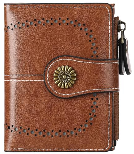 FALAN MULE Geldbörse Damen Klein, Bifold Leder Portemonnaie Damen mit RFID-Schutz Mini Geldbeutel mit Mehrere Kartenfächern und Münzfach Zipper Portmonee Kleine Brieftasche