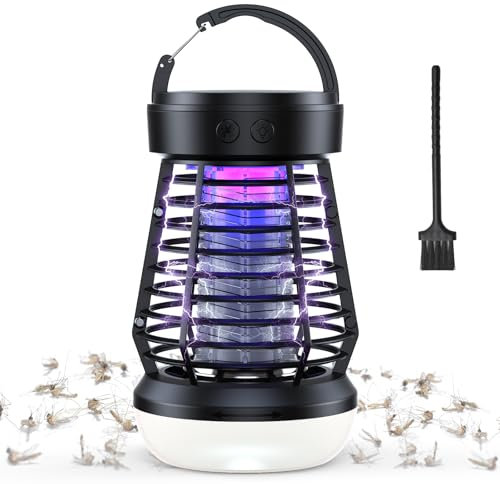 Insektenvernichter Elektrisch,UV-Lampe Stark Mückenfalle,Wasserdichte Mückenlampe Mit LED Licht,SOS,Fliegenfalle mit Aufhängehaken,Mückenlampe mit USB-C für Schlafzimmer Camping Garten Innen un Aussen