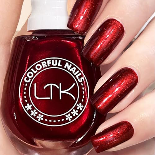 Glitter Nail Polish, Red Nail Varnish, Holographic Quick Dry Nail Polish No UV Lamp Curing, Long Lasting, Chip Resistant, Non-Toxic, Quick Drying, Salon Manicure, At Home Manicure (5#Mirror Red)