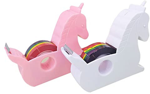 SHINEOFI 2stücke Teiliges Tape Dispenser Mit Niedlichem Einhorn-design Praktischer Tape Cutter Kompakter Und Sicherer Klebebandhalter Für Büro Schule Und Bastelarbeiten Farblich Sortiert