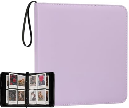 Album photo portable à 240 pochettes pour photos polaroid carrées i-Type et Instax Wide Lilas Violet