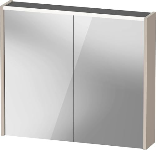 Duravit D-Code Spiegelschrank, Steckdose Typ F (EU, DE), 2 Türen, LED-Lichtfeld Oben, 800x700mm, 6 W, DC7106091910000, Farbe: Taupe matt