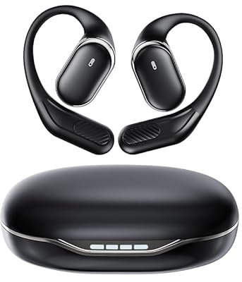 Écouteurs sans fil Bluetooth ergonomiques – conduction osseuse, design silicone souple et aéré pour course, sport, fitness et entraînement (noir)