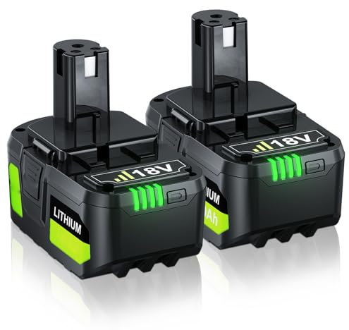 Lot de 2 Batteries au Lithium 18V 8.0Ah/8000mAh pour Ryobi P108 RB18L40 P108 RB18L25 P108 RB18L15 RB18L13 P107 P108, P122 P104 P105 P102 P102 P108 2003