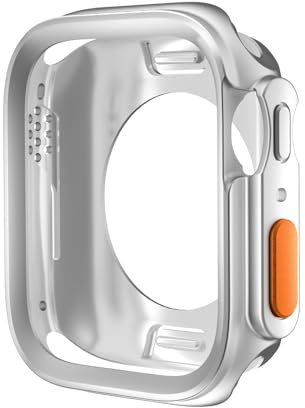 SERDAS Cambiar a Ultra Case para Apple Watch Case 45 mm 44 mm 41 mm 41 mm TPU TPU Cubierta suave para la serie iWatch 9 8 7 6 SE 5 4 Actualización Ultra 2 1 Caso de reloj de 49 mm(Silver,44mm)