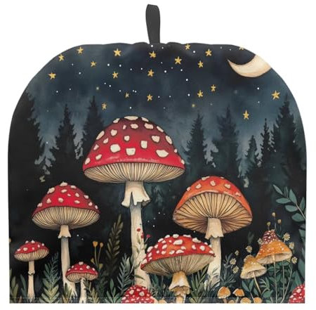 Drnuikhe Mushroom Moon Print Tea Cosy Thermal Insulation Large Tea Pot Cozies for Teapots Kitchen Accessories Home Table Decorative