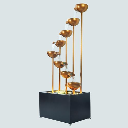 Fontaine D'intérieur avec éclairage LED, Mur d Eau Intérieur Moderne et Autonome en Métal, Fontaine de Jardin pour Salon