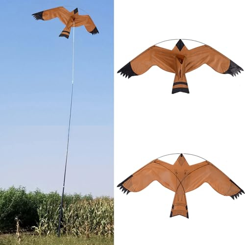 2 Piezas Cometa Voladora Espantapájaros, Cometa Reflectante De Halcón, Cometa Águila Protectora De Cultivos, Cometa Repelente De Aves para Jardín, Patio, Césped, Granja, Campo, 125 X 60 Cm