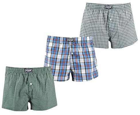 ADAM Boxershorts Herren Baumwolle Weite Boxer-Shorts locker Web-Boxershorts kariert Weite Männer Unterhosen