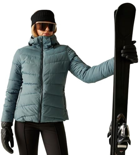 Dare2b Glacier Skijacke für Damen wasserdichtes und atmungsaktives Gewebe, Farbe:Element Grey, Größe:44