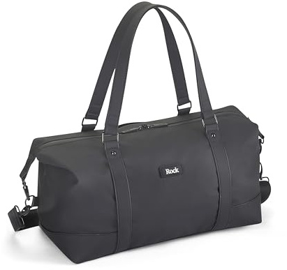 Rock Harper 28L Medium Underseat Holdall - Black | Ryanair Compliant - Gym, Office & Weekend Getaway - Laptop Section - Waterproof Kissing Zips - Trolley Strap - 43x20x33cm