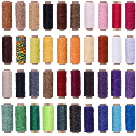 Filo per cucire in pelle 150D, cerato, per cuoio, rilegatura, artigianato, diametro 0,8 mm, per macchina, rotondo, cerato, resistente, multicolore