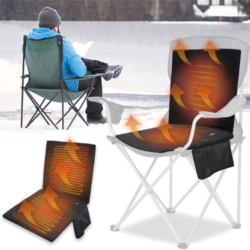KUWUNG Stadion Sitzkissen Beheizt, Faltbares USB Tragbares Sitzkissen Temperatureinstellbarer Heizkissen, Beheizte Rückenlehne mit USB-Datenkabel mit Rückenstütze für Outdoor-Camping
