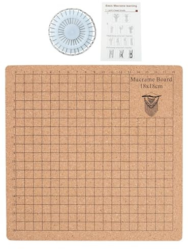 Makramee-Combo – 20 x 20 cm, tragbare Projekttafel mit Rastern und Stiften, wiederverwendbares Makramee-Board mit Anleitung (evtl. nicht in deutscher Sprache), handgefertigtes Flechten