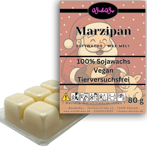 WonderWax® Duftriegel 6 x Duftwachs Würfel | Christmas Marzipan | Farbe: Weiß | Weihnachten Raumduft für Duftlampen, Wax Melt, Sojawachs, Indoor Duftöl Wachs schmelzen für Aromalampe