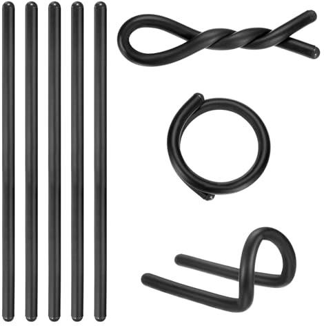 M METERXITY 8-Pack Twist Rubber Ties 17in, Black | EVA Foam, Reusable, Bendable Rubber Tie Down Straps, for Organizing Bundling Cords, Wires, Cables