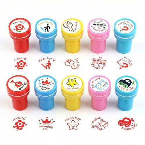 RVYEIOP 10 Stempel, Stempelset für Lehrer Motivationsstempel, Kinder für Belohnung Motivation.