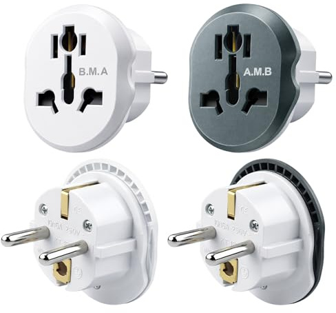 4-pack universell reseadapter, EU-adapter, adapter Steckdose, Stecker Adapter, Kina Deutschland Stecker Adapter för Tyskland, Spanien, Österrike, Nederländerna, Frankrike, Italien