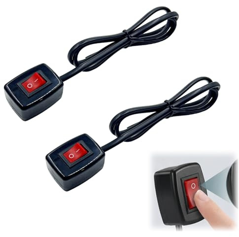 2 interruptores basculantes de 12 V con material PC de alta calidad, indicador LED, parte trasera autoadhesiva, interruptor de 3 A/12 V/24 V con cable de conexión de 75 cm para controlar dispositivos