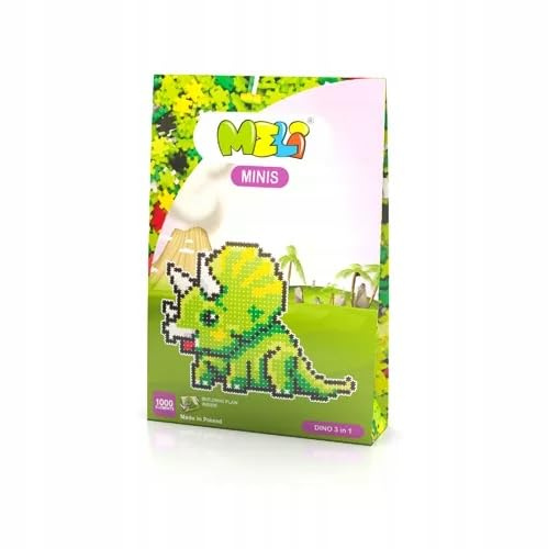 Meli Minis Dino 3in1 Thematic 1000 Teile, Konstruktionsspielzeug Dino, Steckbausteine & Steckspiel für Kinder ab 3 Jahren, 3D Bausteine, 26 x 17 x 5 cm