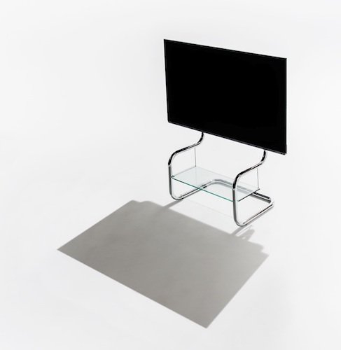 zeitgeist TV Stand Modern Minimalist w/Shelf Floor Stand Metal up to 65 inch for Corner, Living, Studio. Height Adjustable Mount, Portable. w/HDMI, Antenna, Power Cable pre-Installed.
