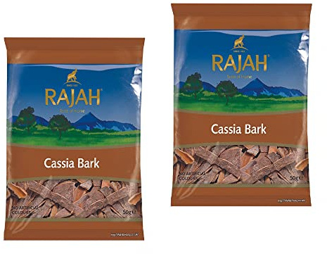Rajah Cassia Bark-Cinnamon sticks, 50g x 2 packs (No Artificial Colours or Additives)