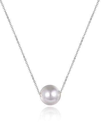 VONALA Sterling Silber Single Perle Choker Halskette für Frauen Mädchen 8mm Süßwasser Zuchtperle Perlen Halsband Ketten Hochzeit Brautjungfer Jahrestag Geschenk (16 Perlen Kette)