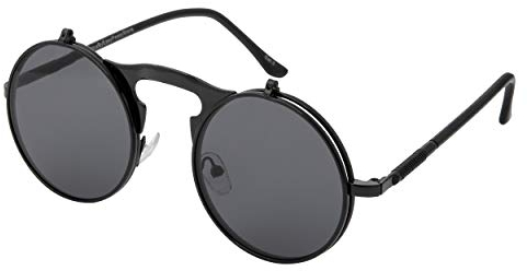 Ultra Schwarzer Rahmen Schwarze Linsen Rundum Klapp-Steampunk Unisex-Sonnenbrille UV400 UVA UVB Schutz Retro Männer Frauen Brille Vintage