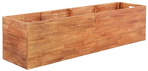tidyard Pflanzkasten aus Akazienholz, 200 x 50 x 50 cm, Unterseite offen, Pflanzkübel Blumenkasten Holzkomposter hochbeet Garten Terrasse