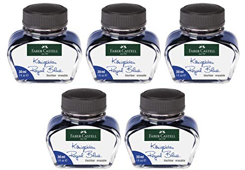 Faber-Castell 149839 Tintenglas, Löschbar (Königsblau, 5x 30 ml)