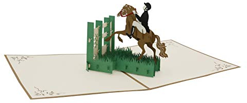 design3dkarten® Springreiter, Pferde, Reitsport, 3d Klappkarte, Pop Up Karte, Glückwunschkarte, Grußkarte, Geschenkkarte