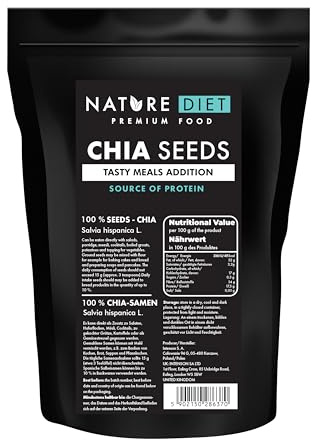 Nature Diet - Chia Samen 1000 g | Salvia Hispanica | Reich an Omega-3 | Quelle von Ballaststoffen