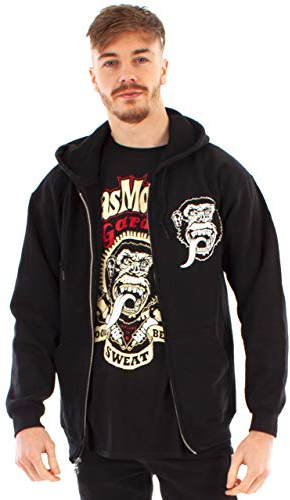 Gas AFFE Garage Hoodie für Männer Schwarz Zip Up Hooded Jumper