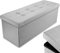 Nyxi Ottoman 110 * 38 * 38cm Foldable Storage Boxes Seat Foot Stool Storage Box with Lids for Kids Toys, Bedroom, Hallway, Living Room Light Grey