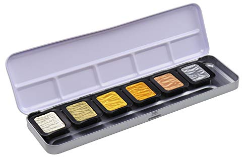 Finetec F7001 Metallfarbkasten, 6 deckende Premium Perlglanzfarben Antique Tones, 6 Farben, 1 St?ck (1er Pack)
