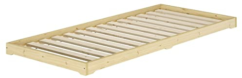 Erst-Holz® Studentenbett Futon extra niedriges Holzbett 80x200 Fichte geölt V-60.47-08, Ausstattung:Rollrost inkl.